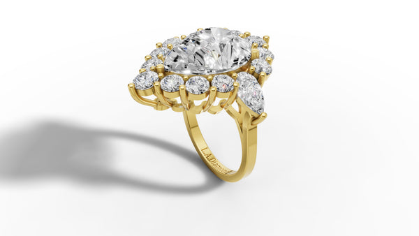 14K Gold 2 ct Pear Cut Diamond Classic Cocktail Ring