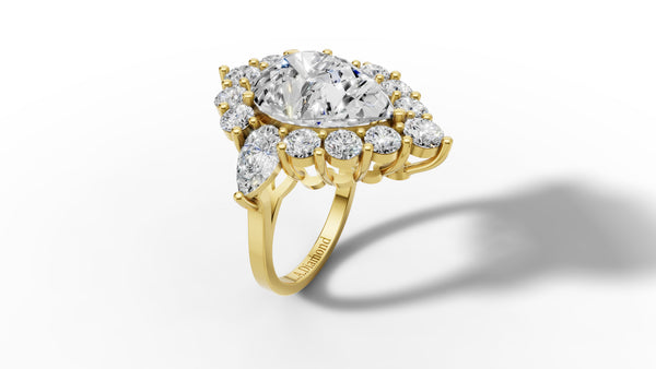 14K Gold 2 ct Pear Cut Diamond Classic Cocktail Ring