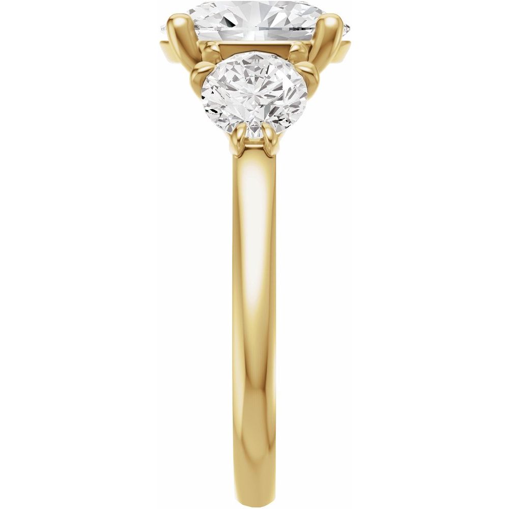 14K Gold 3-Stone Oval & Round Cut Diamond Engagement Ring (2.00 ct)