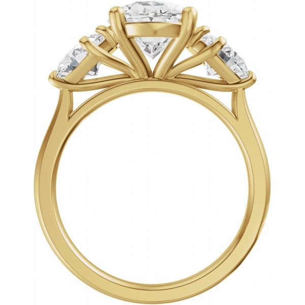 14K Gold 3-Stone Oval & Round Cut Diamond Engagement Ring (2.00 ct)