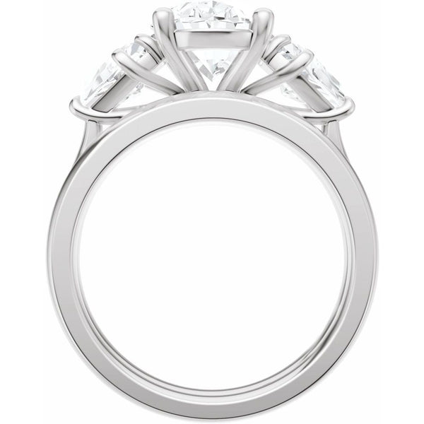 14K Gold 3-Stone Oval & Round Cut Diamond Engagement Ring (2.00 ct)