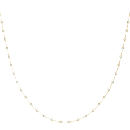 14K Gold 30-Diamond Station Necklace (Extra-Long)