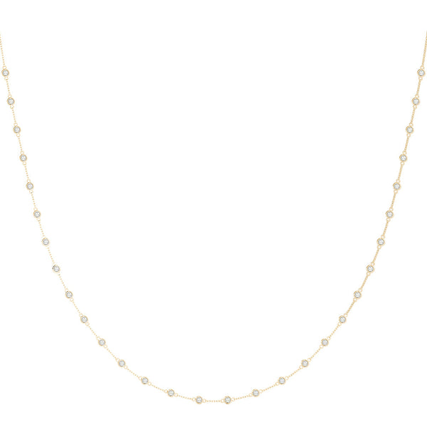 14K Gold 30-Diamond Station Necklace (Extra-Long)