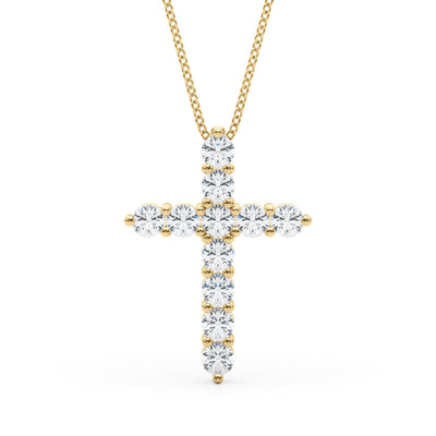 14K Gold Diamond Cross Pendant Necklace (1.00 ct)