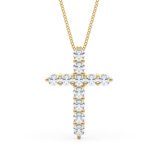14K Gold Diamond Cross Pendant Necklace (1.00 ct)