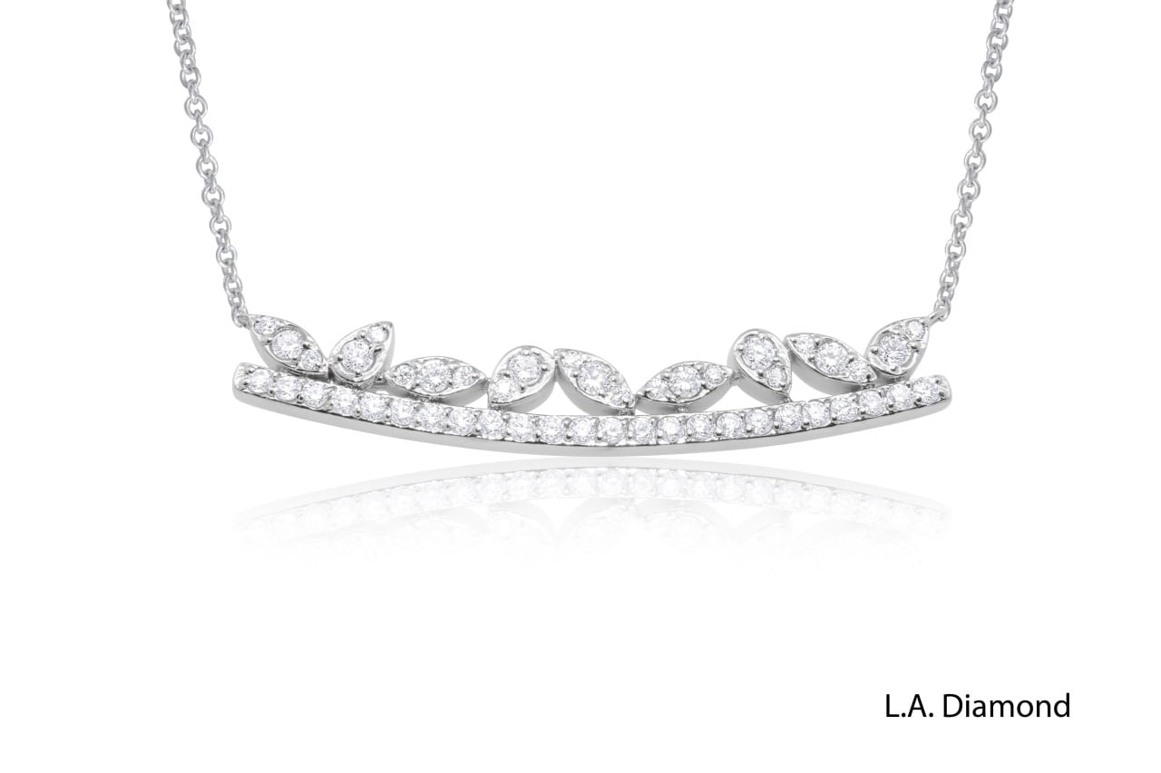 14K Gold & Diamond Modern Bar Pendant Necklace