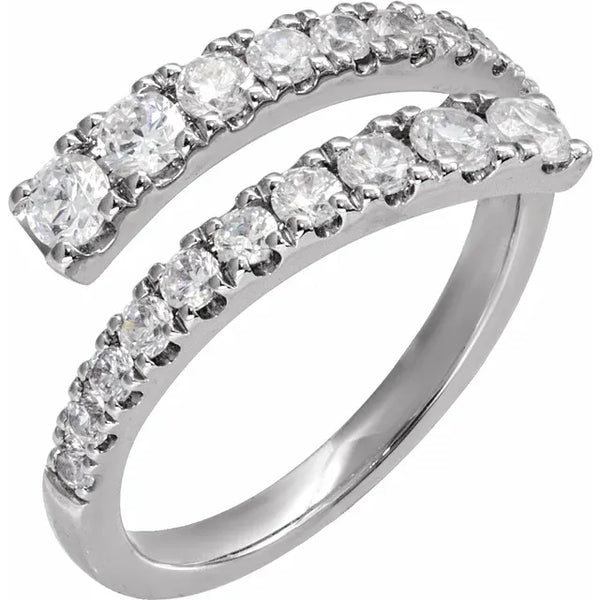 14K Gold Double Row Diamond Bypass Ring – 0.90 ctw