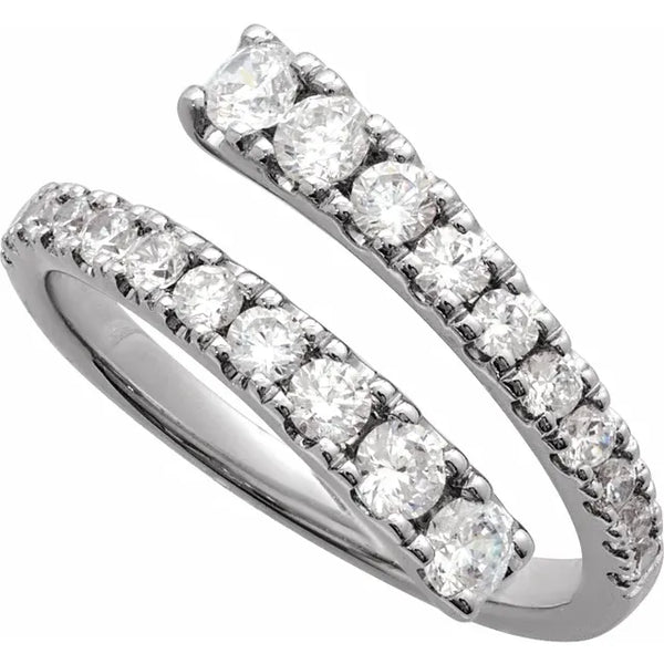 14K Gold Double Row Diamond Bypass Ring – 0.90 ctw