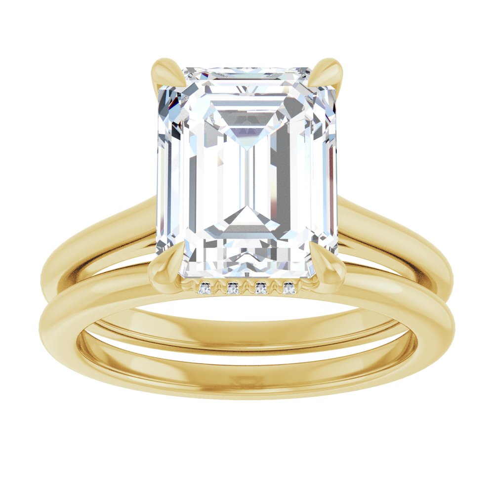 14K Gold Emerald Lab-Grown Diamond Engagement Ring with Hidden Halo (1.50 ct)