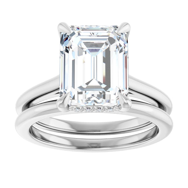14K Gold Emerald Lab-Grown Diamond Engagement Ring with Hidden Halo (1.50 ct)