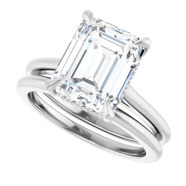 14K Gold Emerald Lab-Grown Diamond Engagement Ring with Hidden Halo (1.50 ct)