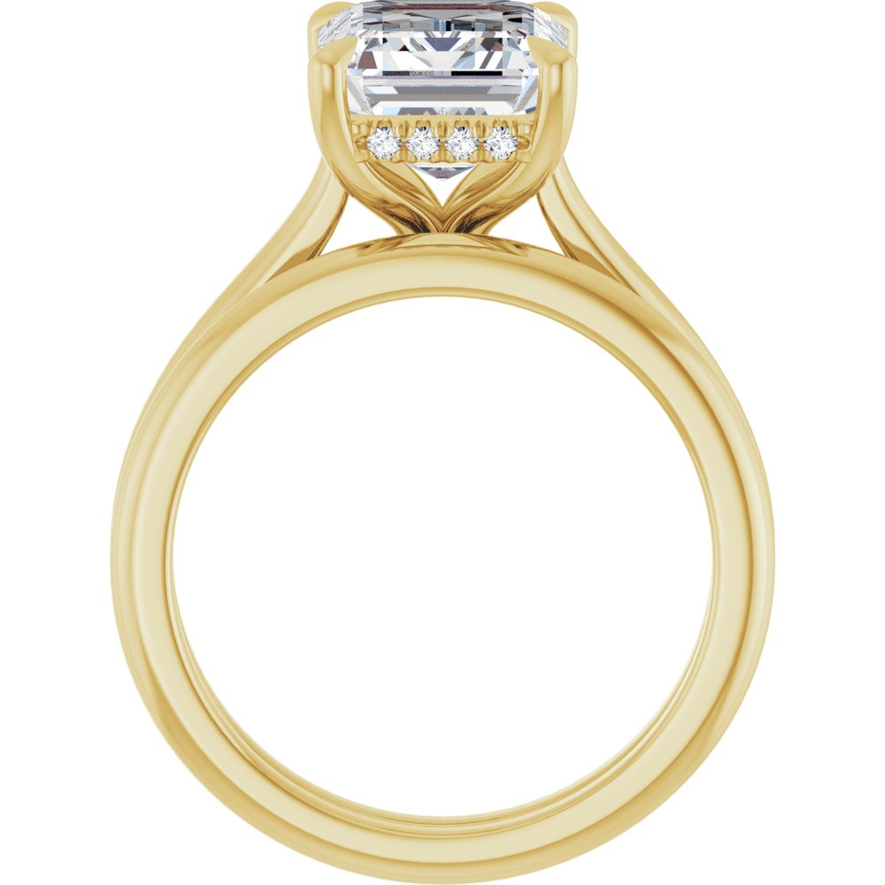 14K Gold Emerald Lab-Grown Diamond Engagement Ring with Hidden Halo (1.50 ct)