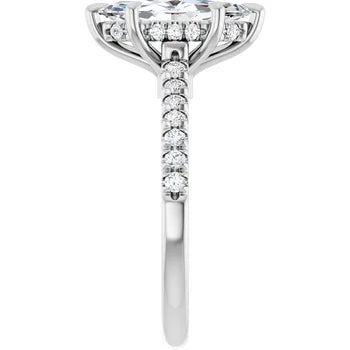 14K Gold Marquise Cut Solitaire Diamond Pavé Engagement Ring with Hidden Halo (1.50 ct)