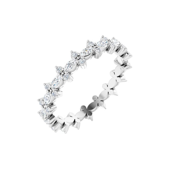 14K Gold Marquise & Round Diamond Eternity Band (5/8 ct)