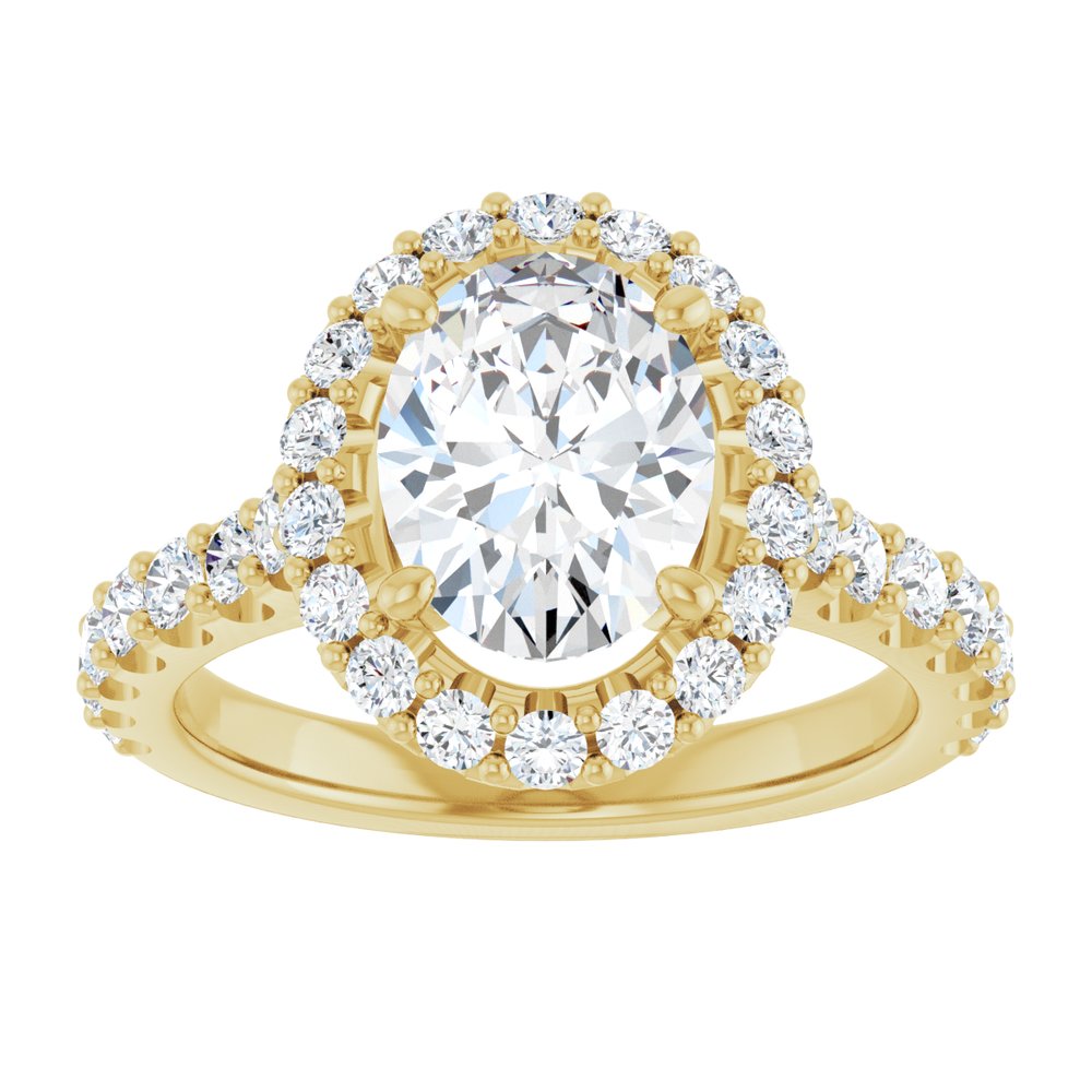 14K Gold Oval Cut Diamond Halo Engagement Ring – Timeless Elegance