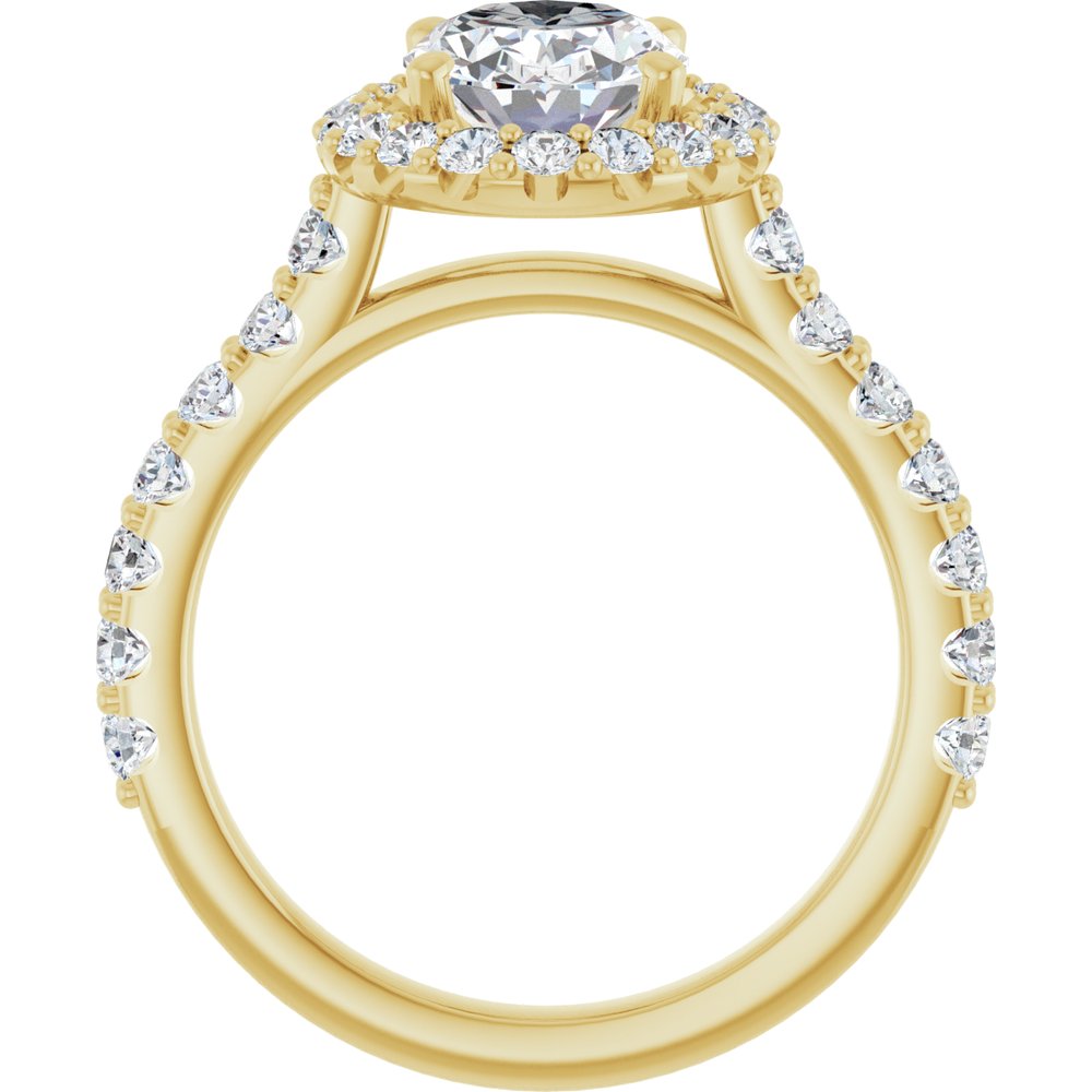 14K Gold Oval Cut Diamond Halo Engagement Ring – Timeless Elegance
