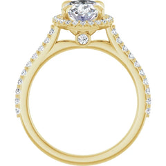 14K Gold Oval Cut Diamond Halo Engagement Ring with Matching Band