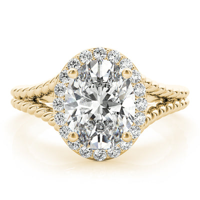 14K Gold Oval Cut Diamond Twisted Rope Split Shank Engagement Ring (2 ct)