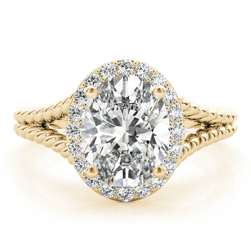 14K Gold Oval Cut Diamond Twisted Rope Split Shank Engagement Ring (2 ct)