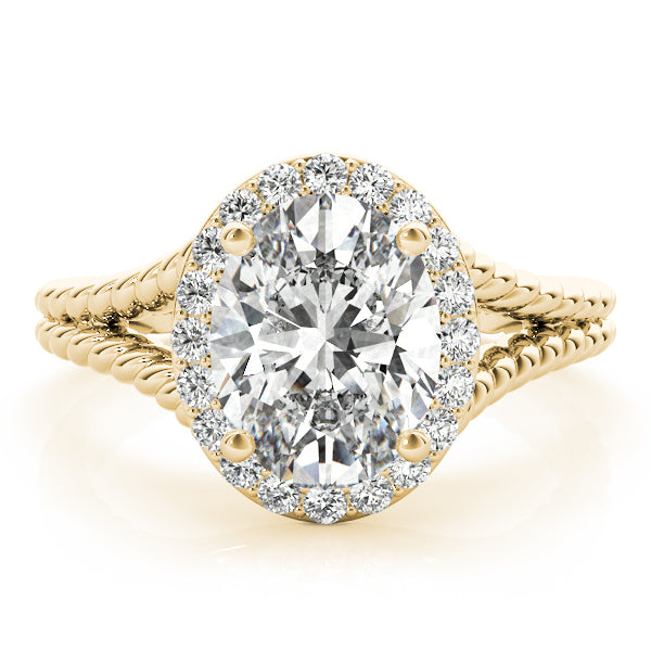14K Gold Oval Cut Diamond Twisted Rope Split Shank Engagement Ring (2 ct)