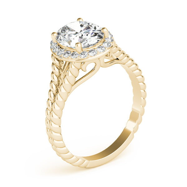 14K Gold Oval Cut Diamond Twisted Rope Split Shank Engagement Ring (2 ct)