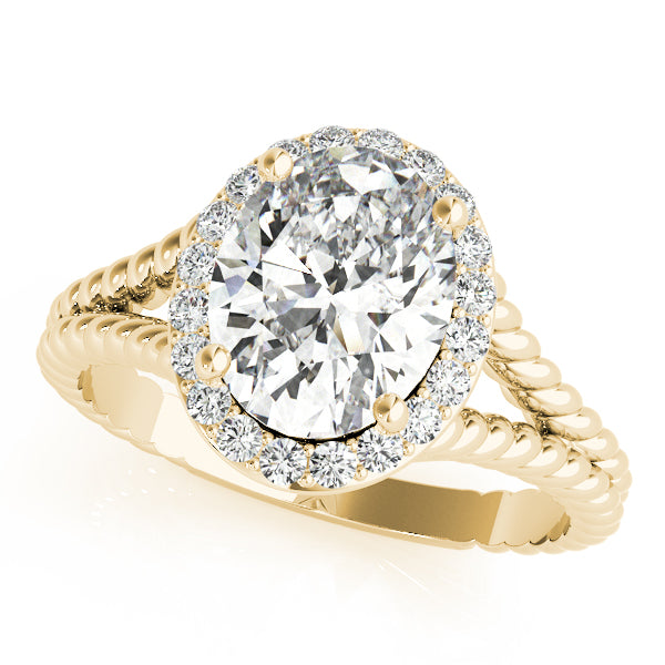 14K Gold Oval Cut Diamond Twisted Rope Split Shank Engagement Ring (2 ct)