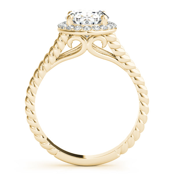 14K Gold Oval Cut Diamond Twisted Rope Split Shank Engagement Ring (2 ct)