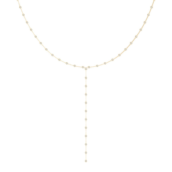 14K Gold Rosary-Style Drop Diamond Y-Necklace (28″)