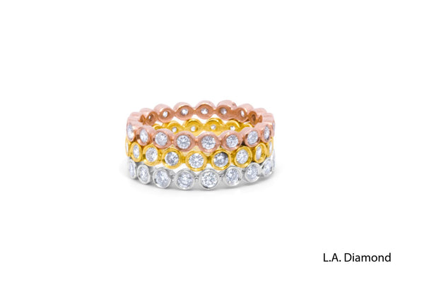 14K Three-Tone Gold Stacking Diamond Ring (2.35 ct)