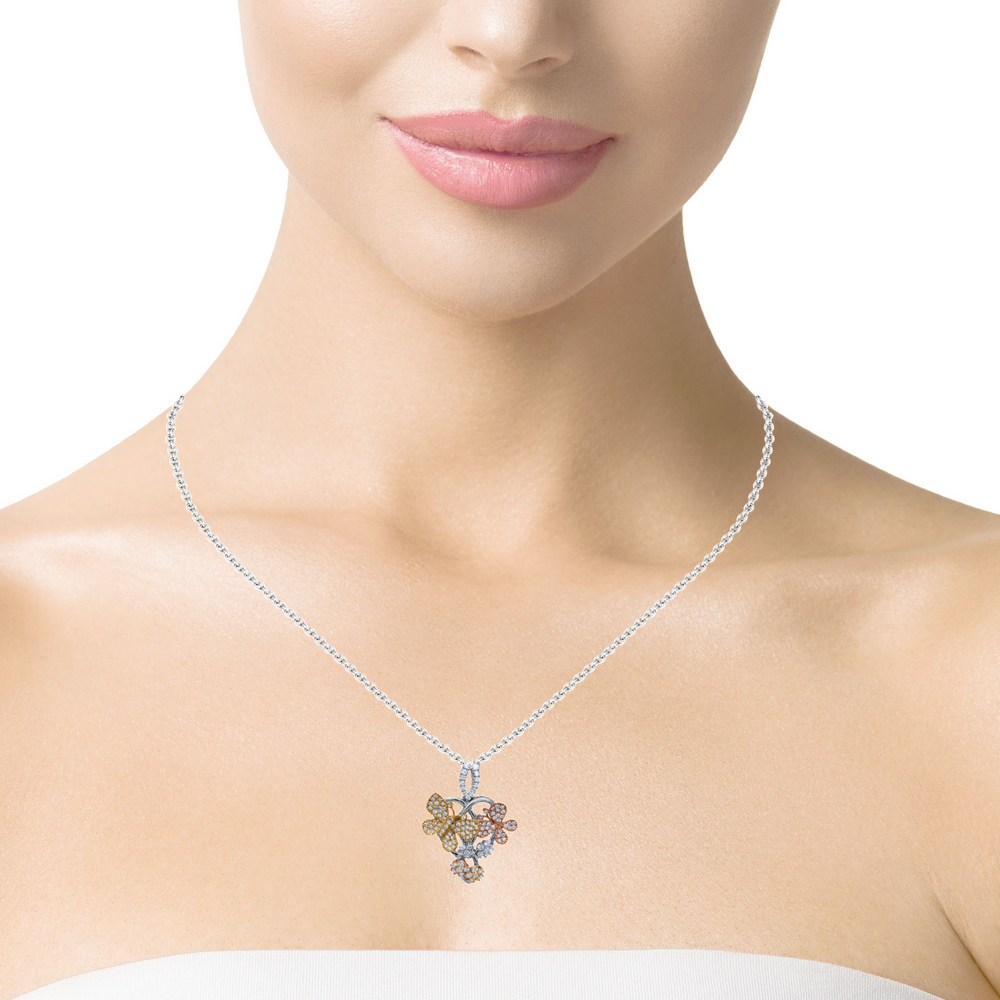 14K Two-Tone Diamond Butterfly Pendant w/ Chain (2.35 ct)