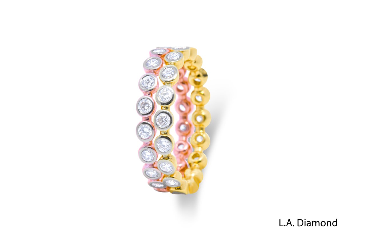 14K Two-Tone Gold Bezel Set Round Diamond Eternity Ring (1.60 ct)