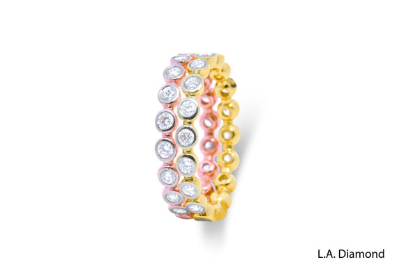 14K Two-Tone Gold Bezel Set Round Diamond Eternity Ring (1.60 ct)