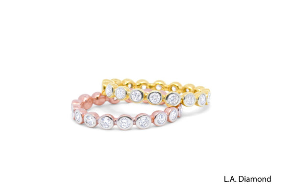 14K Two-Tone Gold Bezel Set Round Diamond Eternity Ring (1.60 ct)