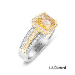 14K Two-Tone Gold Citrine & Diamond Triple Shank Ring