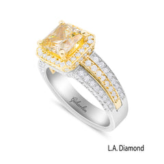 14K Two-Tone Gold Citrine & Diamond Triple Shank Ring