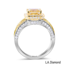 14K Two-Tone Gold Citrine & Diamond Triple Shank Ring
