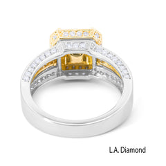 14K Two-Tone Gold Citrine & Diamond Triple Shank Ring