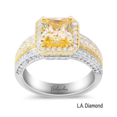 14K Two-Tone Gold Citrine & Diamond Triple Shank Ring