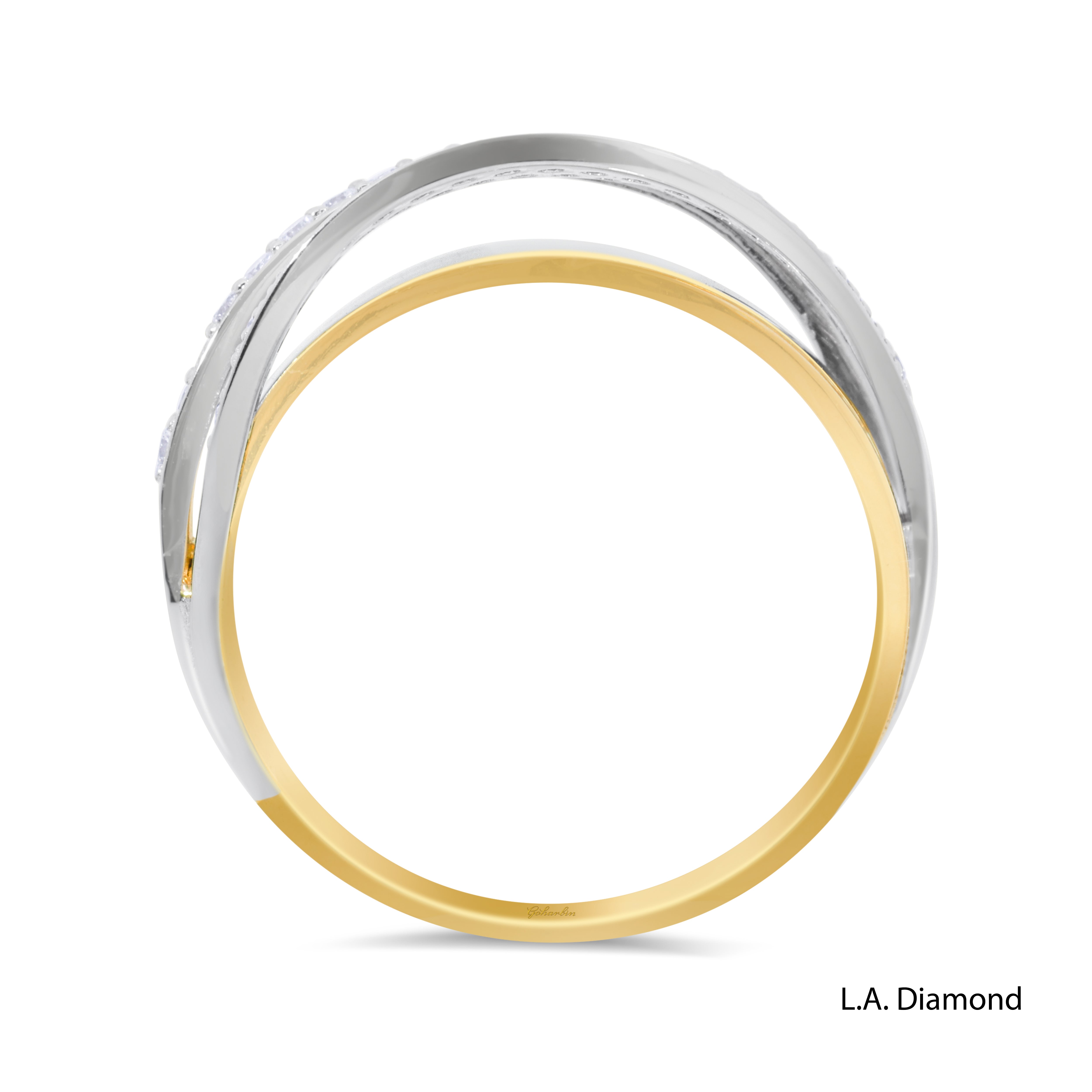 14K Two-Tone Gold Cross-Over Diamond Pavé Ring (0.45 ct)