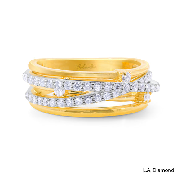 14K Two-Tone Gold Intertwining Diamond Pavé Ring (0.75 ct)