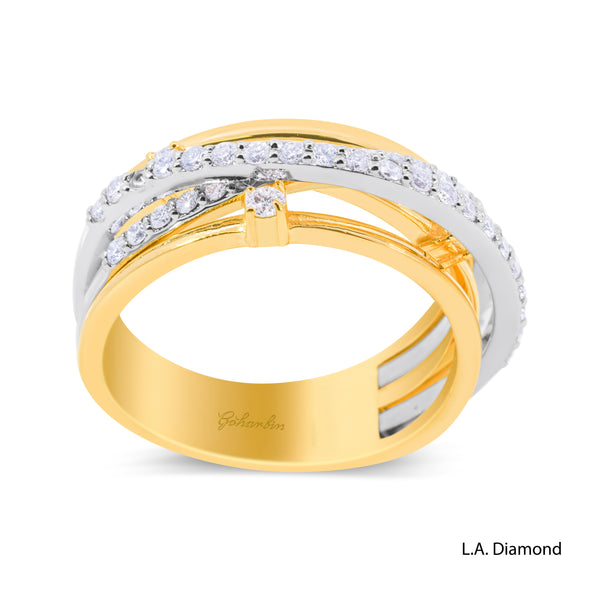 14K Two-Tone Gold Intertwining Diamond Pavé Ring (0.75 ct)