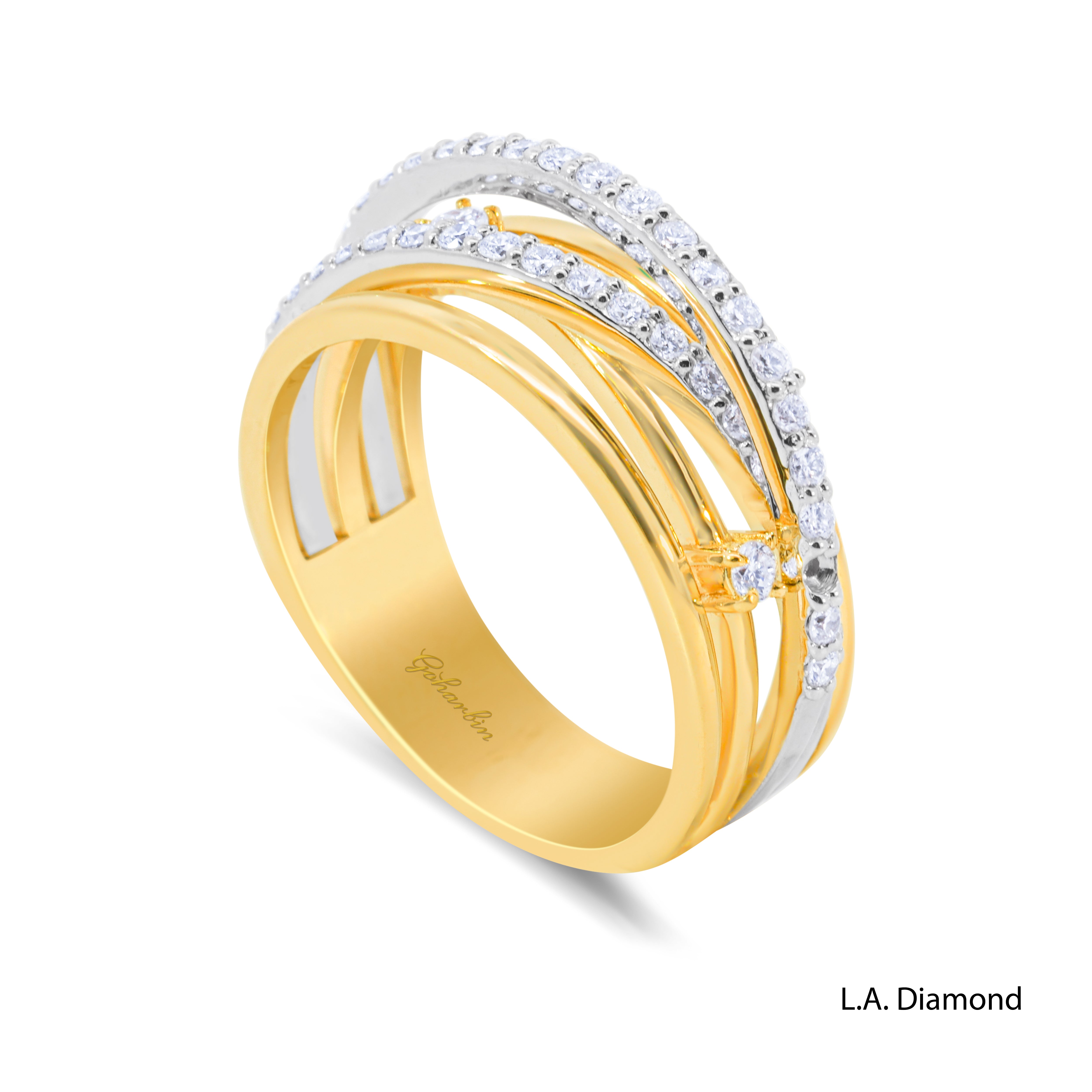 14K Two-Tone Gold Intertwining Diamond Pavé Ring (0.75 ct)