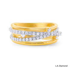 14K Two-Tone Gold Intertwining Diamond Pavé Ring (0.75 ct)