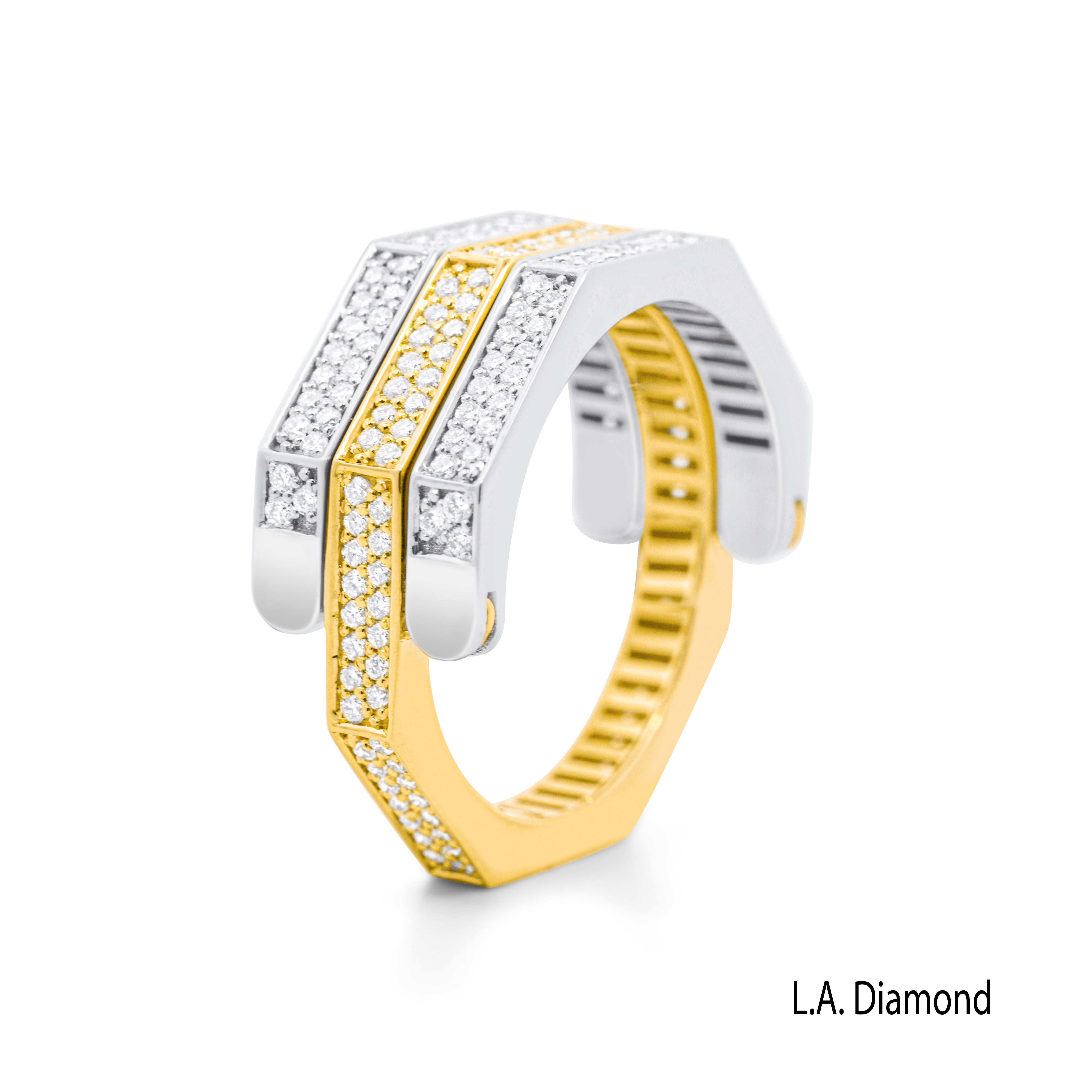 14K Two-Tone Gold Round Brilliant Diamond Reversible Ring (1 ct)