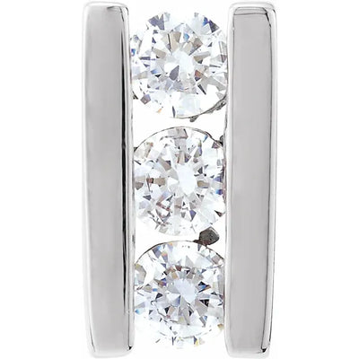 14K White Gold 1/4 CTW Three-Stone Channel-Set Diamond Pendant