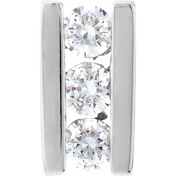 14K White Gold 1/4 CTW Three-Stone Channel-Set Diamond Pendant