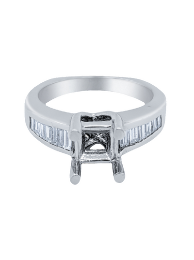 14K White Gold Baguette Cut Diamond Engagement Ring (0.70 ct)