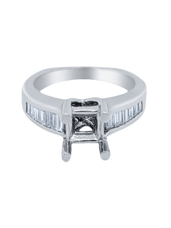 14K White Gold Baguette Cut Diamond Engagement Ring (0.70 ct)