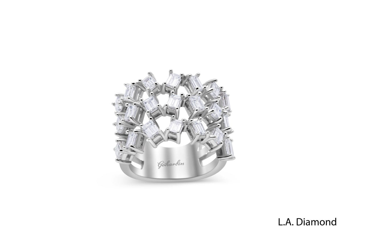 14K White Gold Baguette Diamond Cluster Ring (2.80 ct)