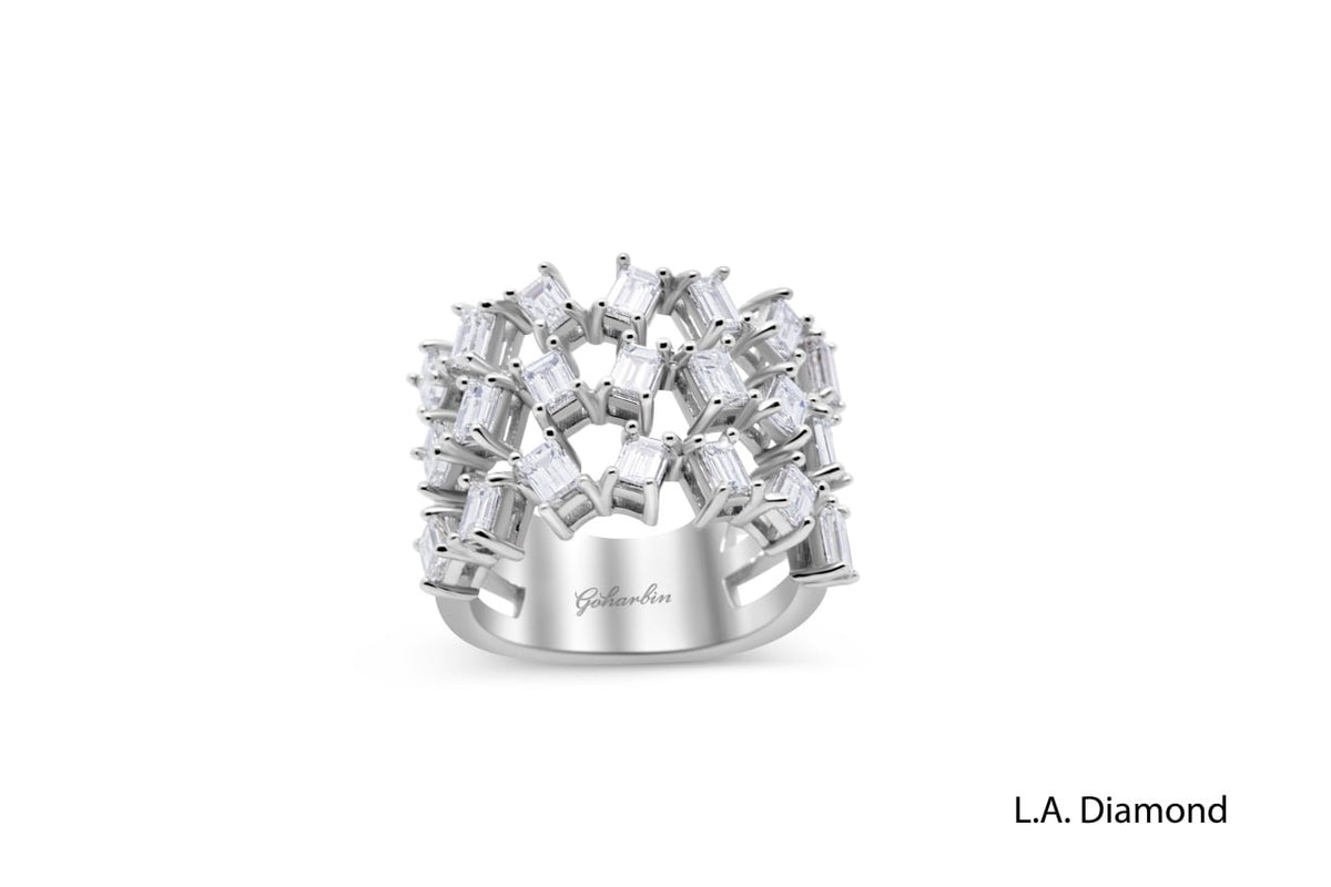 14K White Gold Baguette Diamond Cluster Ring (2.80 ct)